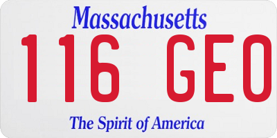 MA license plate 116GE0