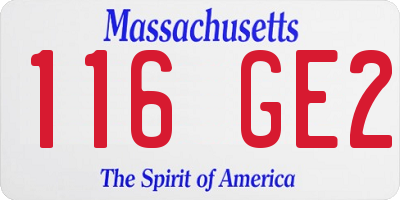 MA license plate 116GE2