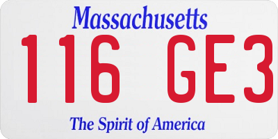 MA license plate 116GE3