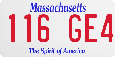 MA license plate 116GE4