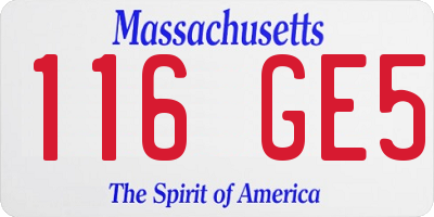 MA license plate 116GE5