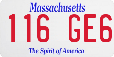 MA license plate 116GE6