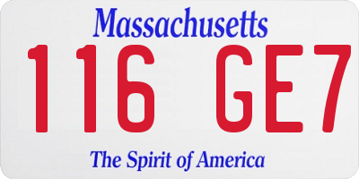 MA license plate 116GE7