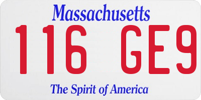 MA license plate 116GE9
