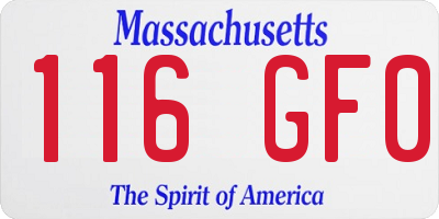 MA license plate 116GF0