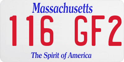 MA license plate 116GF2