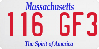MA license plate 116GF3