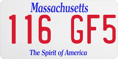 MA license plate 116GF5