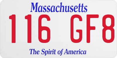 MA license plate 116GF8
