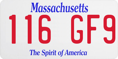 MA license plate 116GF9