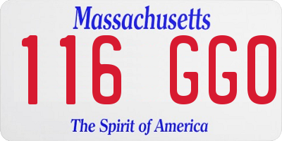 MA license plate 116GG0