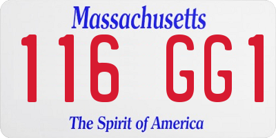 MA license plate 116GG1
