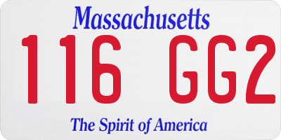 MA license plate 116GG2