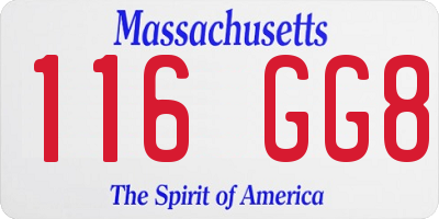 MA license plate 116GG8