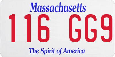 MA license plate 116GG9