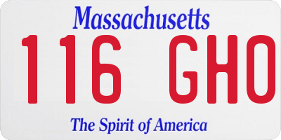 MA license plate 116GH0