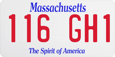 MA license plate 116GH1