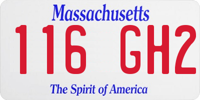 MA license plate 116GH2
