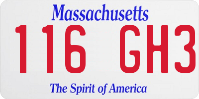 MA license plate 116GH3