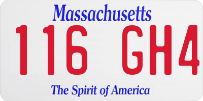 MA license plate 116GH4