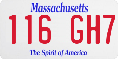 MA license plate 116GH7