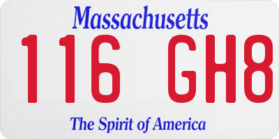 MA license plate 116GH8