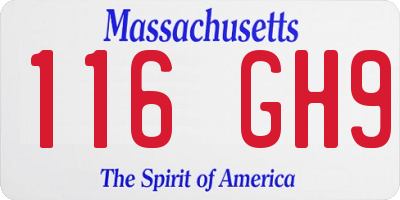 MA license plate 116GH9
