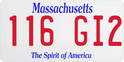 MA license plate 116GI2