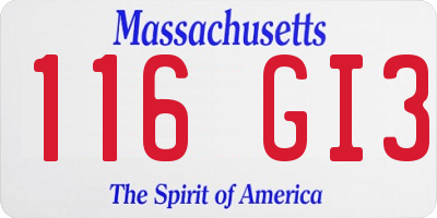 MA license plate 116GI3