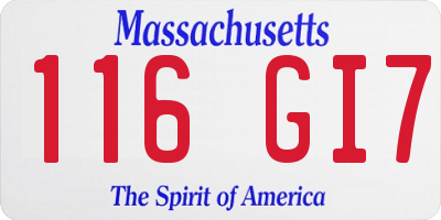 MA license plate 116GI7