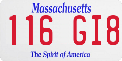 MA license plate 116GI8
