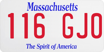 MA license plate 116GJ0