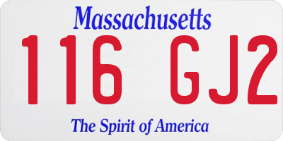 MA license plate 116GJ2