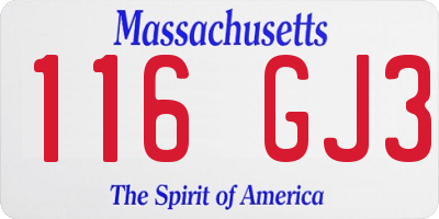 MA license plate 116GJ3