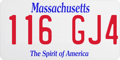 MA license plate 116GJ4