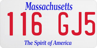 MA license plate 116GJ5