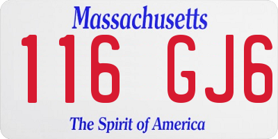 MA license plate 116GJ6