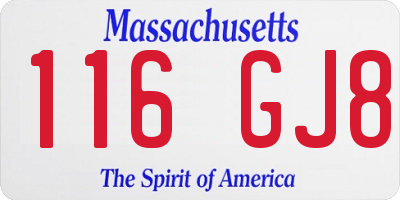 MA license plate 116GJ8