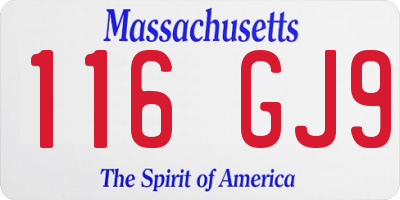 MA license plate 116GJ9
