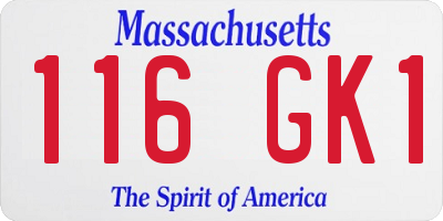 MA license plate 116GK1