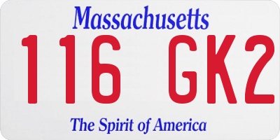 MA license plate 116GK2