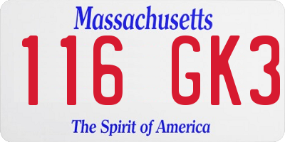 MA license plate 116GK3
