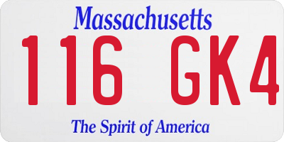 MA license plate 116GK4
