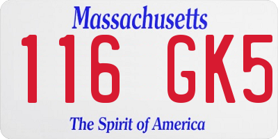 MA license plate 116GK5