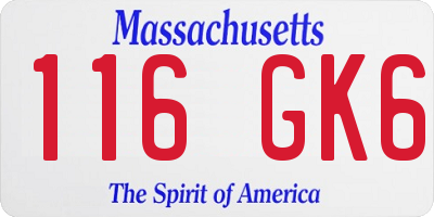 MA license plate 116GK6