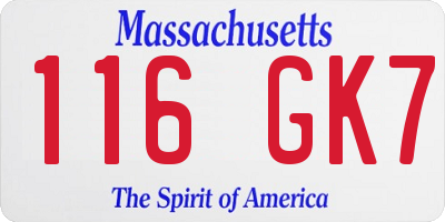 MA license plate 116GK7