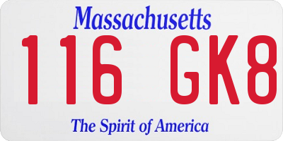 MA license plate 116GK8