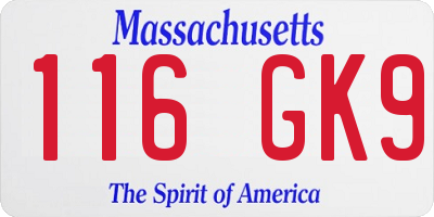 MA license plate 116GK9