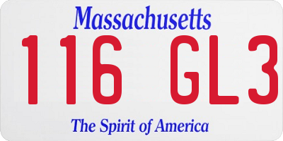 MA license plate 116GL3