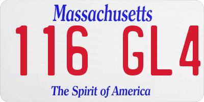 MA license plate 116GL4